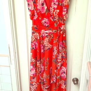 Eliza J high/low orange floral dress